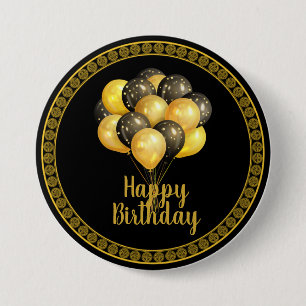 Alles Gute zum Geburtstag, Gold und Schwarz, Button