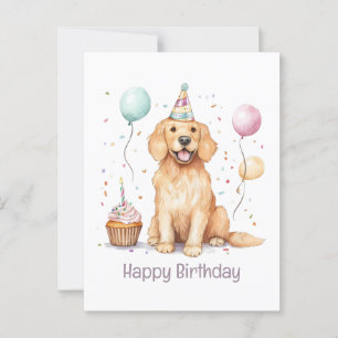 Alles Gute zum Geburtstag Golden Retriever Hund Postkarte