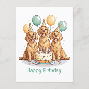 Alles Gute zum Geburtstag Golden Retriever Hunde Postkarte