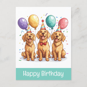 Alles Gute zum Geburtstag Golden Retriever Hunde Postkarte