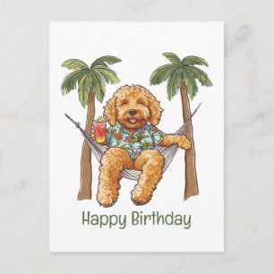 Alles Gute zum Geburtstag Goldendoodle Hund im haw Postkarte