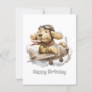 Alles Gute zum Geburtstag Goldendoodle Hund Pilot  Postkarte