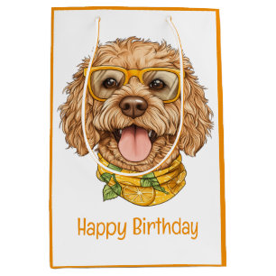 Alles Gute zum Geburtstag Goldendoodle Hund Sonnen Mittlere Geschenktüte