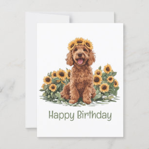 Alles Gute zum Geburtstag Goldendoodle Hund Sonnen Postkarte