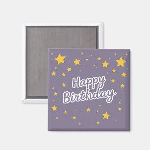 Alles Gute zum Geburtstag Goldene Sterne auf Blau Magnet