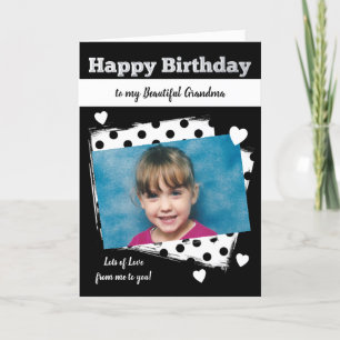 Alles Gute zum Geburtstag Grandma Schwarz-Weiß-Fot Karte