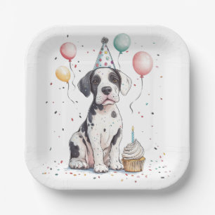 Alles Gute zum Geburtstag Great Dane Welpen Cupcak Pappteller