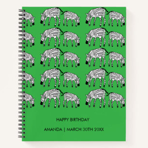 Alles Gute zum Geburtstag, Grün, Kenyan Zebras Mus Notizblock