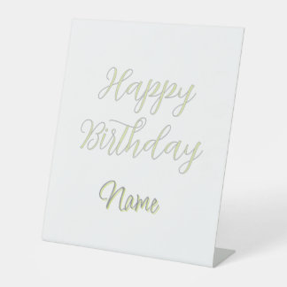 Alles Gute zum Geburtstag grün pastellgrau Name Da Sockelschild