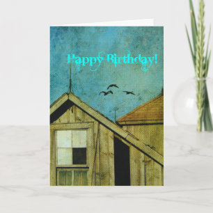 Alles Gute zum Geburtstag, Grunge Barn und Gänse Karte