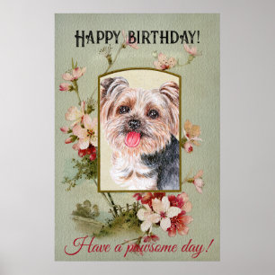 Alles Gute zum Geburtstag Gruß Yorkshire Terrier Poster