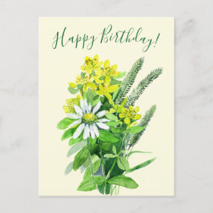 Alles Gute zum Geburtstag, Grußkarte mit Wildblume Postkarte