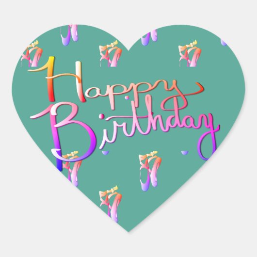 "Alles Gute zum Geburtstag!" Handgeschriebene Zehe Herz-Aufkleber (Vorderseite)