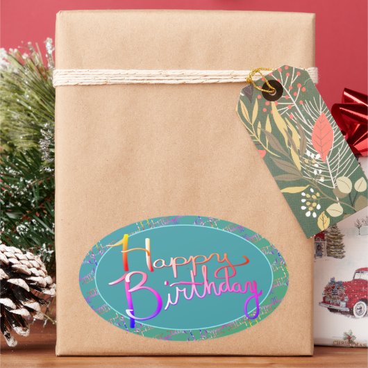 "Alles Gute zum Geburtstag!" Handgeschriebener Reg Ovaler Aufkleber (Feiertag)