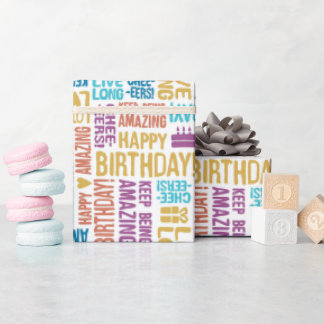 Alles Gute zum Geburtstag Handtypografie im Retro- Geschenkpapier
