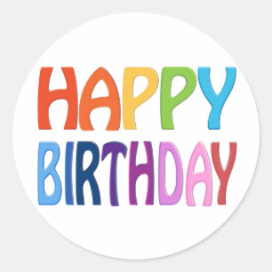 Alles Gute zum Geburtstag - Happy Colorful Gruß Runder Aufkleber