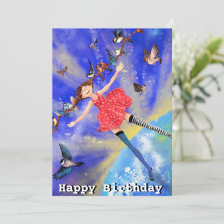 Alles Gute zum Geburtstag - Happy Girl with Birds