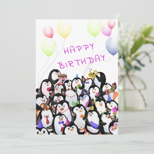 Alles Gute zum Geburtstag - Happy Pinguins Party C (Stehend Vorderseite)