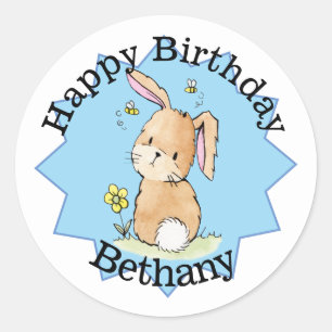 Alles Gute zum Geburtstag Hase Personalisiert Runder Aufkleber