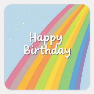 Alles Gute zum Geburtstag Helle & Bunte Regenbogen Quadratischer Aufkleber
