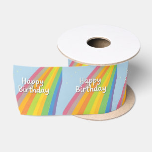 Alles Gute zum Geburtstag Helle & Bunte Regenbogen Satinband