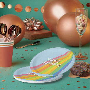 Alles Gute zum Geburtstag Heller und Bunter Regenb Pappteller