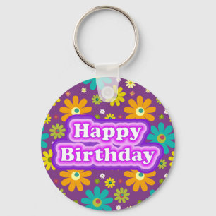 Alles Gute zum Geburtstag Hippie Blumen Schlüsselanhänger