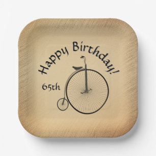 Alles Gute zum Geburtstag Hochrad Antikes Fahrrad Pappteller