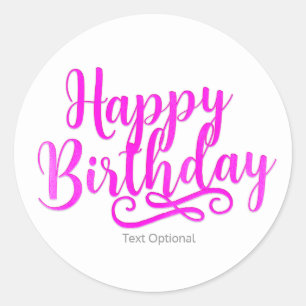 ALLES GUTE ZUM GEBURTSTAG Hot Pink & White Benutze Runder Aufkleber