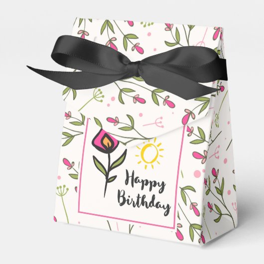 Alles Gute zum Geburtstag - Hübsche Wildblumen und Geschenkschachtel (Vorderseite)