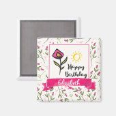 Alles Gute zum Geburtstag - Hübsche Wildblumen und Magnet (Vorderseite/Rückseite)