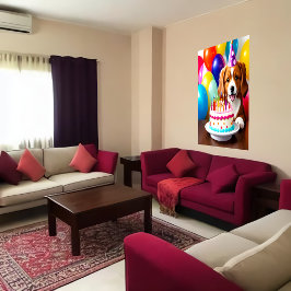 Alles Gute zum Geburtstag, Hund und Kuchen | AI Ar Poster