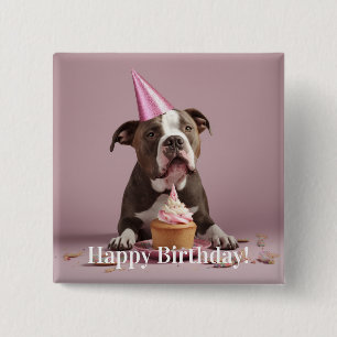 Alles Gute zum Geburtstag! Hunde essen Kuchen Button