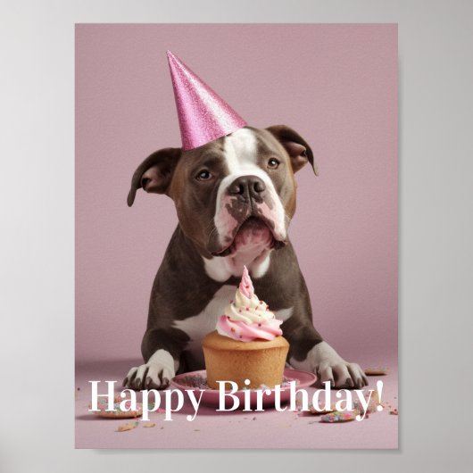 Alles Gute zum Geburtstag! Hunde essen Kuchen Poster (Vorne)