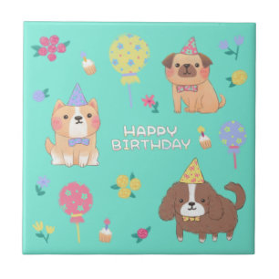 Alles Gute zum Geburtstag: Hunde, Luftballons und  Fliese
