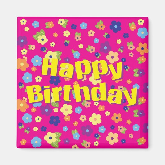 Alles Gute zum Geburtstag in Blume Magnet (Vorne)