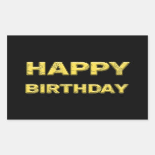 Alles Gute zum Geburtstag in goldenen Buchstaben! Rechteckiger Aufkleber