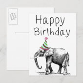 Alles Gute zum Geburtstag in Hut, Feier Einladungspostkarte (Vorne/Hinten)