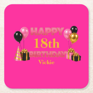 Alles Gute zum Geburtstag in Rosa für jedes Alter Rechteckiger Pappuntersetzer