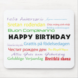 Alles Gute zum Geburtstag in vielen Sprachen farbe Mousepad