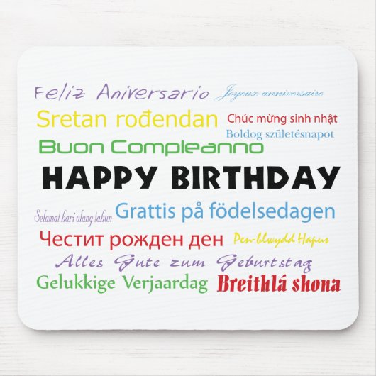Alles Gute zum Geburtstag in vielen Sprachen farbe Mousepad (Vorne)