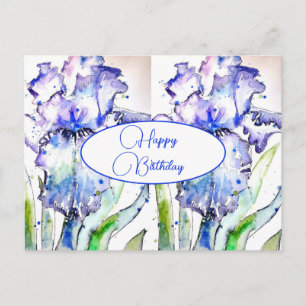 Alles Gute zum Geburtstag Iris floral lila Postkar Postkarte