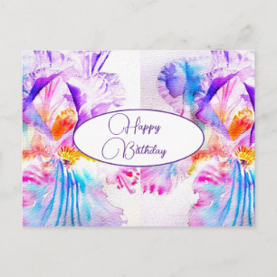 Alles Gute zum Geburtstag Iris floral Lila Rosa Po Postkarte