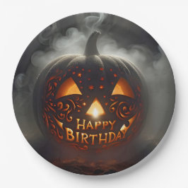 Alles Gute zum Geburtstag Jack-o-lantern im Rauch Pappteller