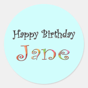 Alles Gute zum Geburtstag Jane Runder Aufkleber