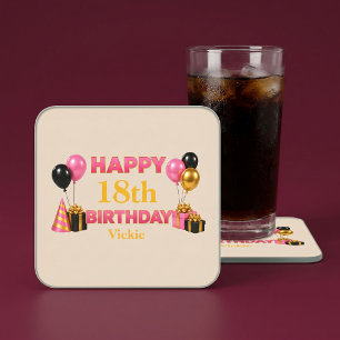 Alles Gute zum Geburtstag jedes Alter Beige Rechteckiger Pappuntersetzer
