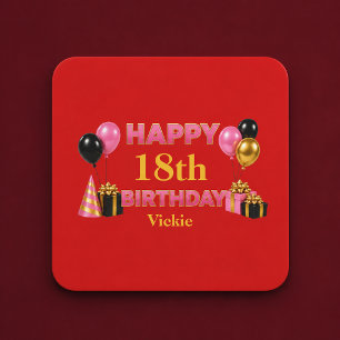 Alles Gute zum Geburtstag, jedes Alter Rot Rechteckiger Pappuntersetzer