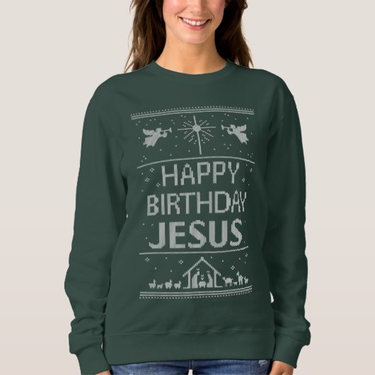 Alles Gute zum Geburtstag Jesus Christlicher Weihn Sweatshirt (Vorderseite)