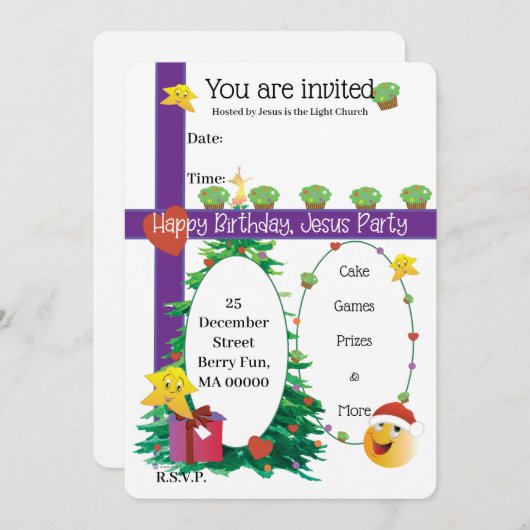 Alles Gute zum Geburtstag, Jesus Einladung (Vorne/Hinten)