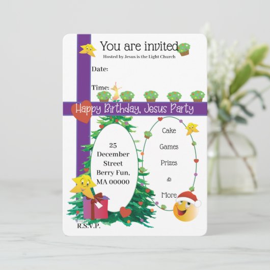 Alles Gute zum Geburtstag, Jesus Einladung (Stehend Vorderseite)